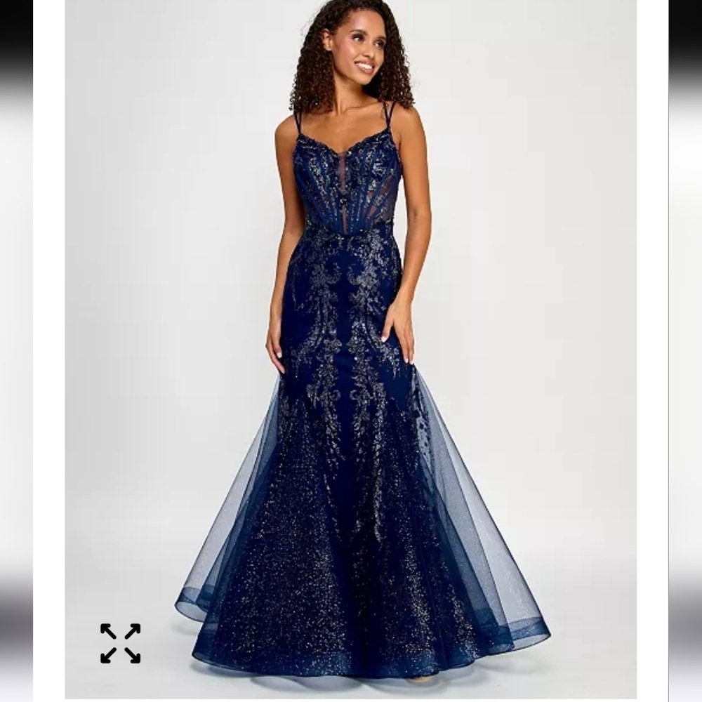 $279 Say Yes To The Dress Juniors' Glitter Mesh Corset Gown Sz 5/6 Glam Prom NWT